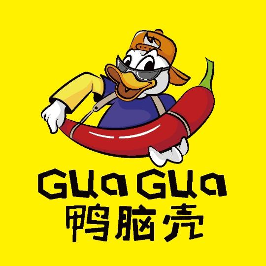 商标文字鸭脑壳 gua gua商标注册号 55875108,商标申请人刘鑫的商标